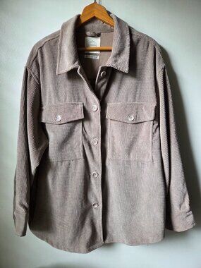 EUC STOOSH TAUPE CORDUROY FEEL SHACKET WOMENS SIZE XL